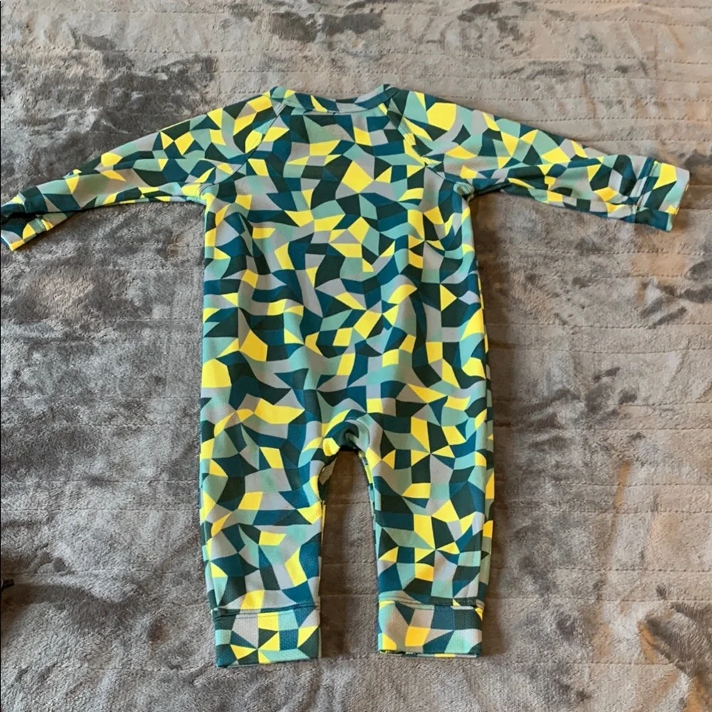 L.L. Bean Geometric Print One-Piece Bodysuit in Yellow, Green, Teal